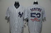 New York Yankees #52 C.C. Sabathia White Pinstripe USA Flag Fashion Stitched MLB Jersey,baseball caps,new era cap wholesale,wholesale hats